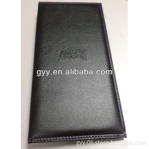 Black PU leather restaurant/hotel menu with 4 inner sheets
